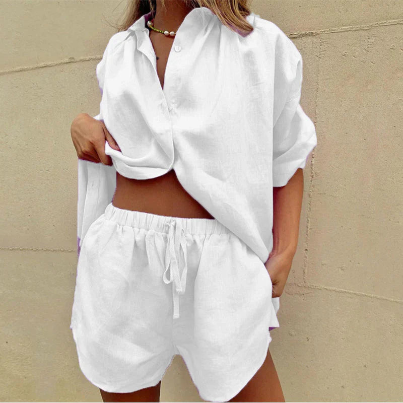 Ensemble Femme Chic Décontracté - Tenue 2 Pièces avec Haut à Manches Longues & Pantalon Élégant