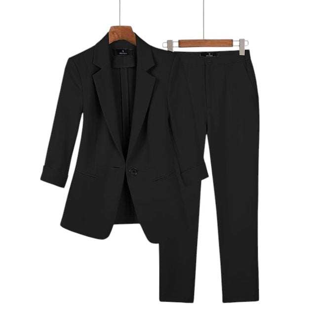 Ensemble élégant 2 pièces pour femmes - Blazer et pantalon en coton