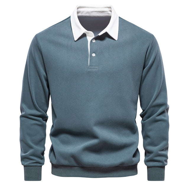 Pull Coton Marine Clair à Col Rond pour Homme