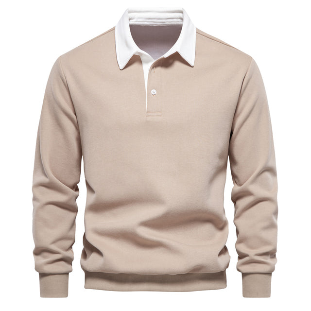 Pull Polo Homme Élégant – Sweat à Manches Longues Confortable avec Col Rond & Look Urbain