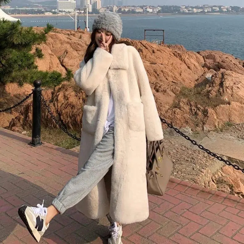 Manteau Élégant en Fausse Fourrure pour Femme Hiver
