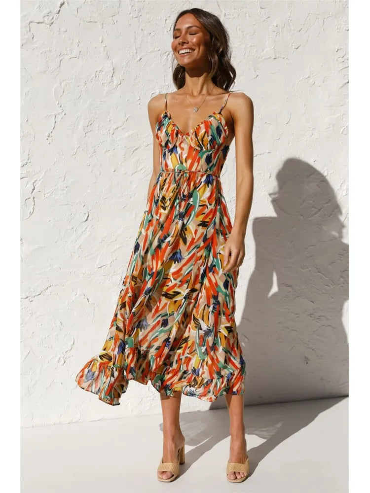 Floralisse™ – Robe Longue Femme Élégante Imprimée Confortable et Fluide