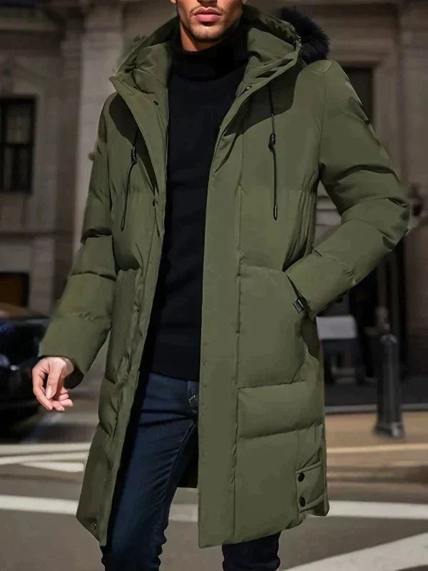 Parka Hiver Épais Gris Homme Capuche