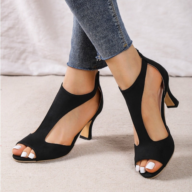 Sandales Hauts Talons en Cuir Rose Féminines