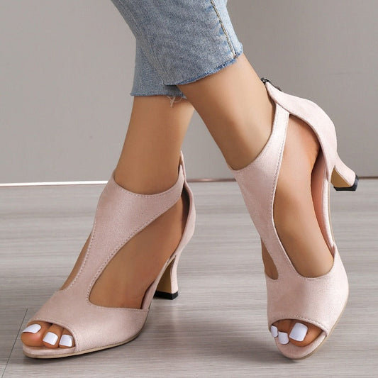 Sandales Hauts Talons en Cuir Rose Féminines - LuxeStyle