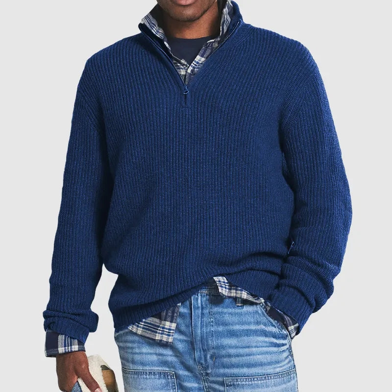 Pull en laine gris chiné pour homme sportif