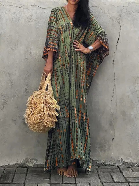 Robe Décontractée Femme Vert Ombre à Manches Courtes