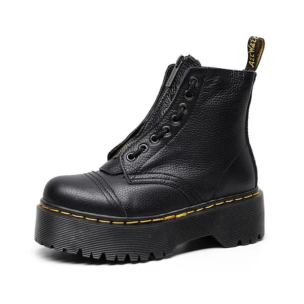 Bottine Cuir Noir Talon Haut Fermeture Éclair - LuxeStyle