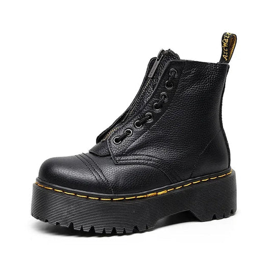 Bottine Cuir Noir Talon Haut Fermeture Éclair - LuxeStyle