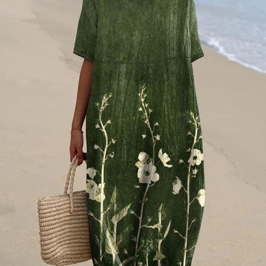 Robe Été Florale en Lin Léger pour Femme
