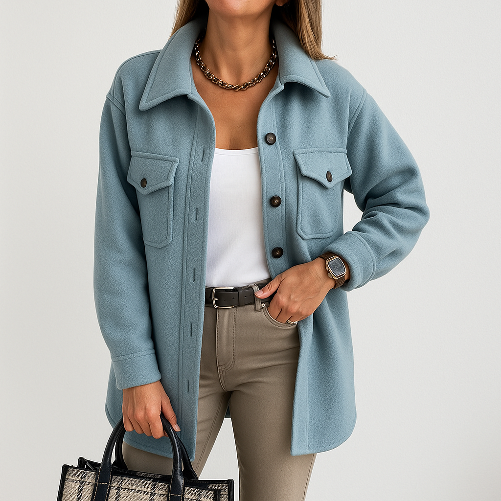 Surchemise Femme Beige Oversize Élégante