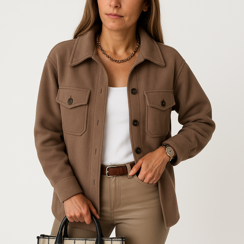 Surchemise Femme Beige Oversize Élégante