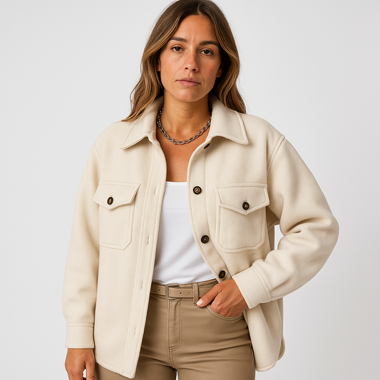 Surchemise Femme Beige Oversize Élégante - LuxeStyle