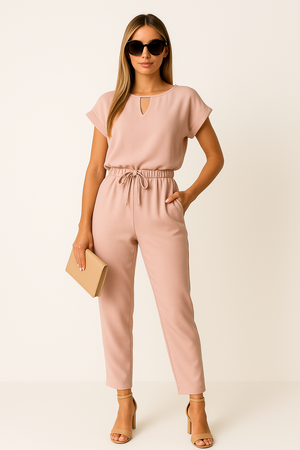 Robe Femme Rose Élégante à Ceinture Cintrée - LuxeStyle