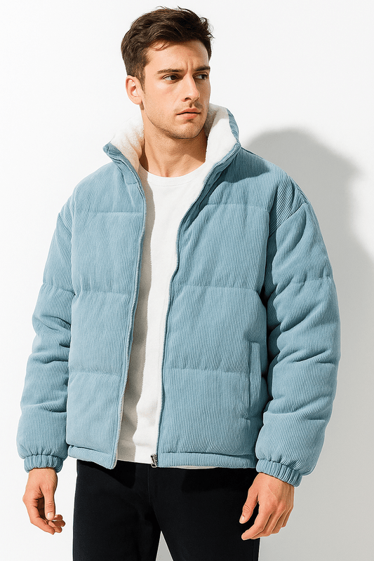 Veste Cuir Homme Élégant - Blouson Doublé Polaire Chaud avec Fermeture Éclair & Col Rond - LuxeStyle