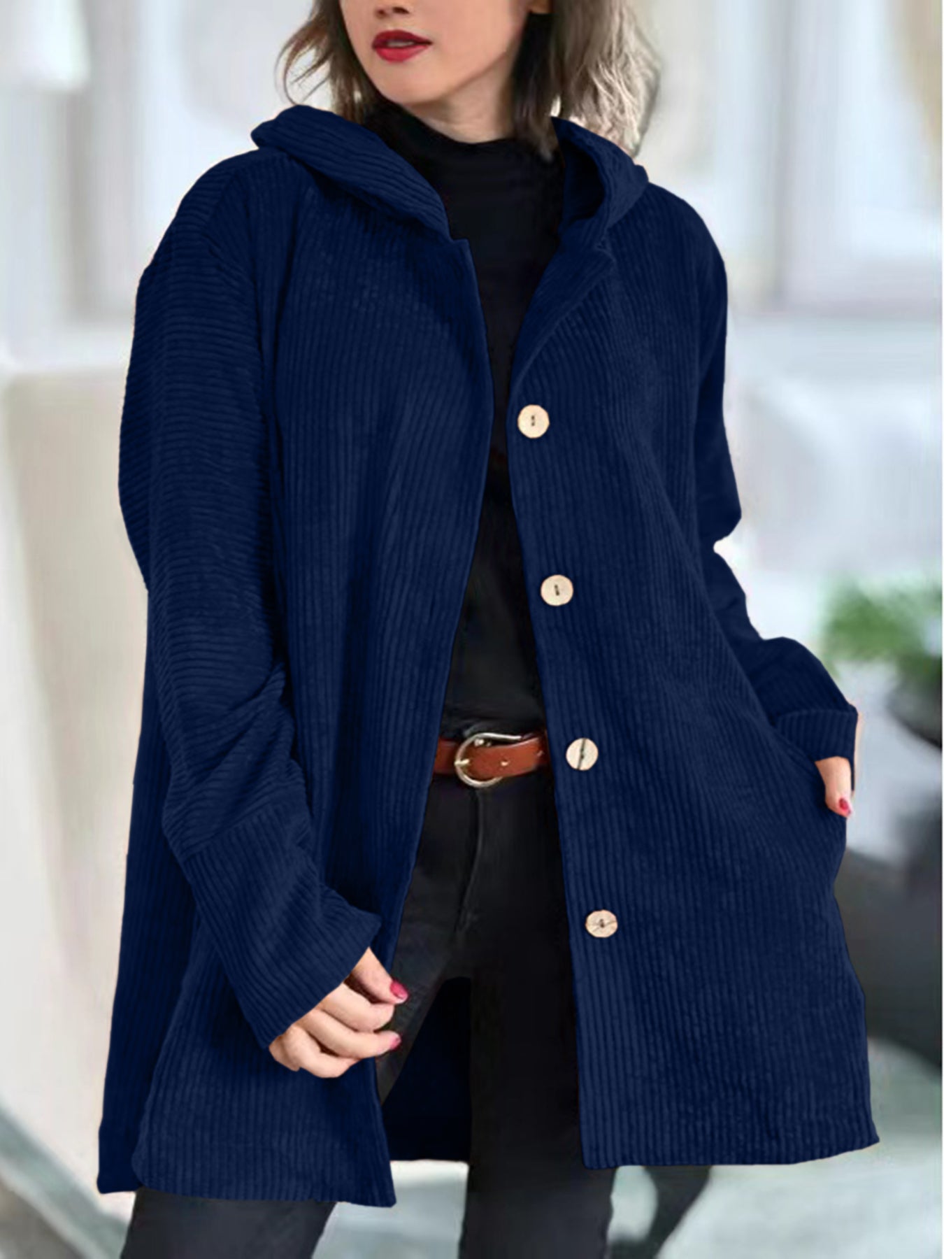 Veste Dégagée Pour Femme Avec Capuche Pour Automne