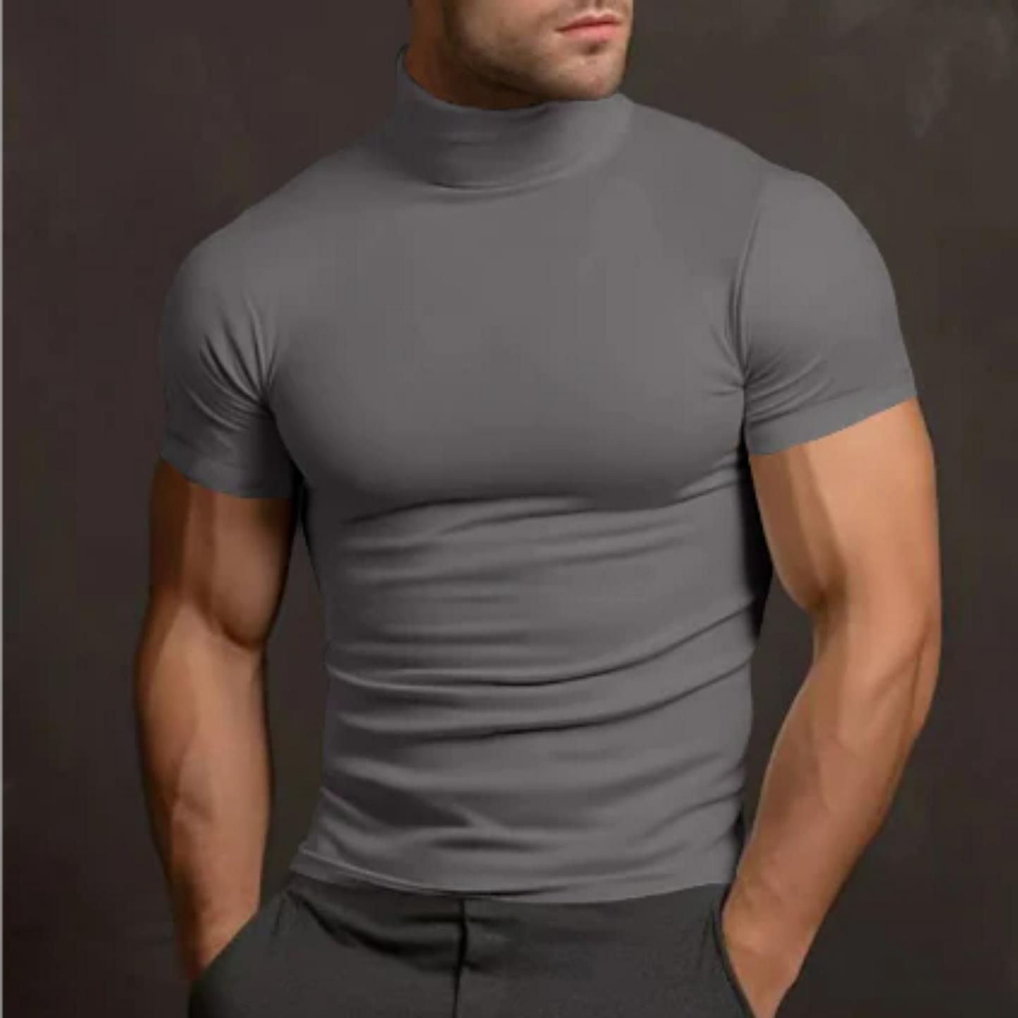 T-Shirt Homme Décontracté Col Roulé Taille Parfaite