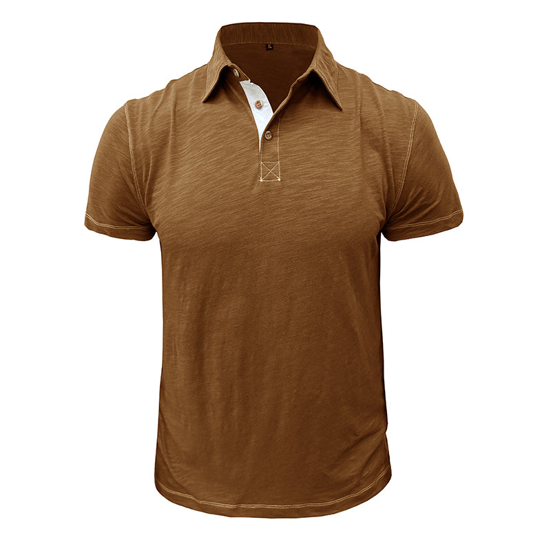 Polo Homme Marine à Manches Courtes