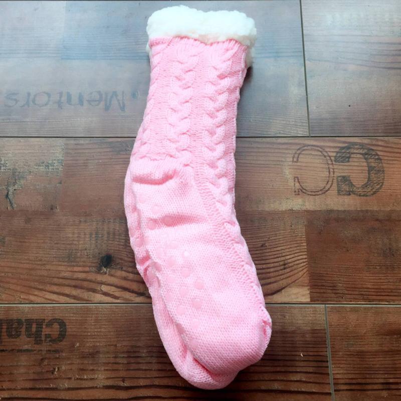 Chaussettes Gris Chauffantes avec Doublure Peluche
