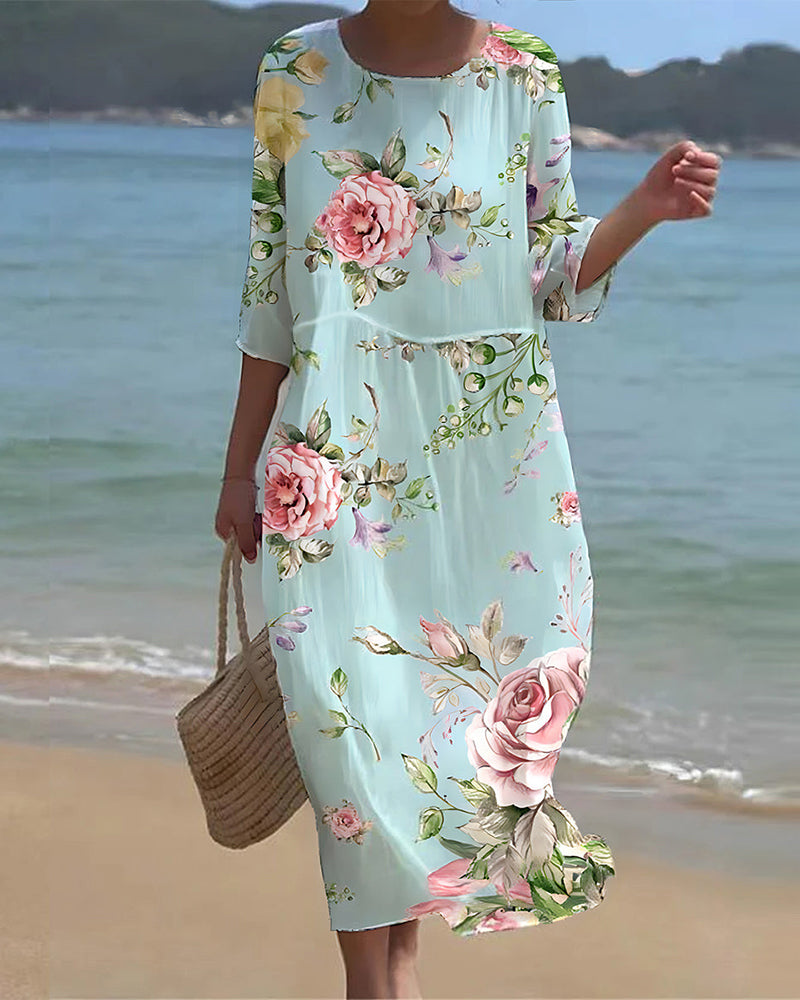 Robe Été Fleuri Manches Courtes pour Femme - LuxeStyle