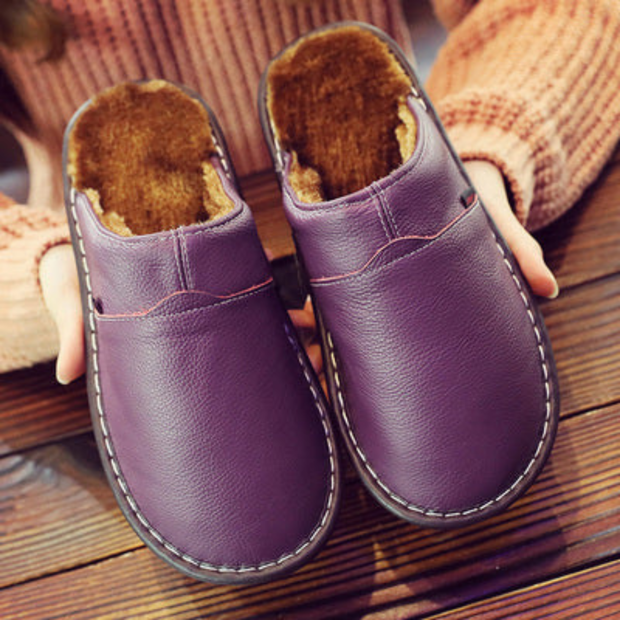 Pantoufles Cuir Étanches pour Homme Confortable