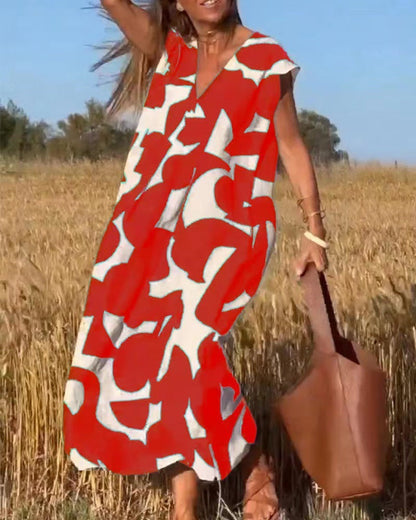 Robe Femme Décontractée Col V Colorée Style Asiatique
