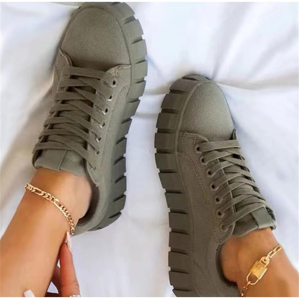 Baskets Confortables pour Femme avec Lacets et Semelle Souple