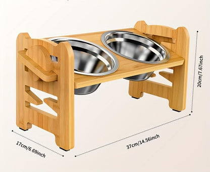 Support de repas pour chien élévateur avec deux bols anti-glissants
