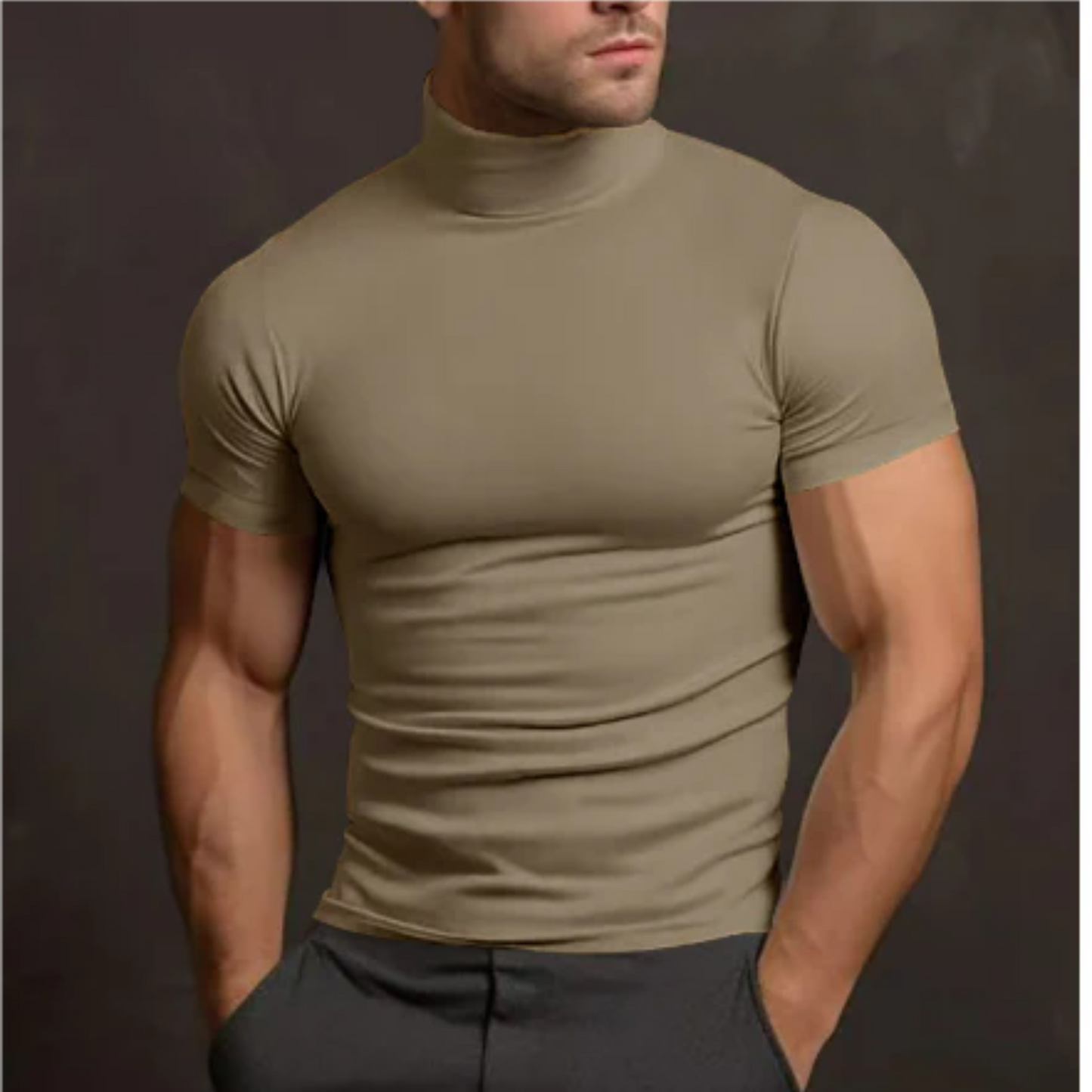T-Shirt Homme Décontracté Col Roulé Taille Parfaite