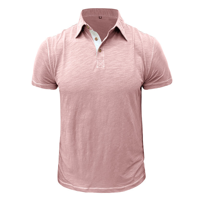 Polo Homme Marine à Manches Courtes