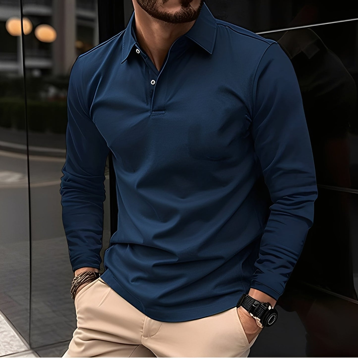 Polo Homme Élégant Manches Longues pour Tous les Jours