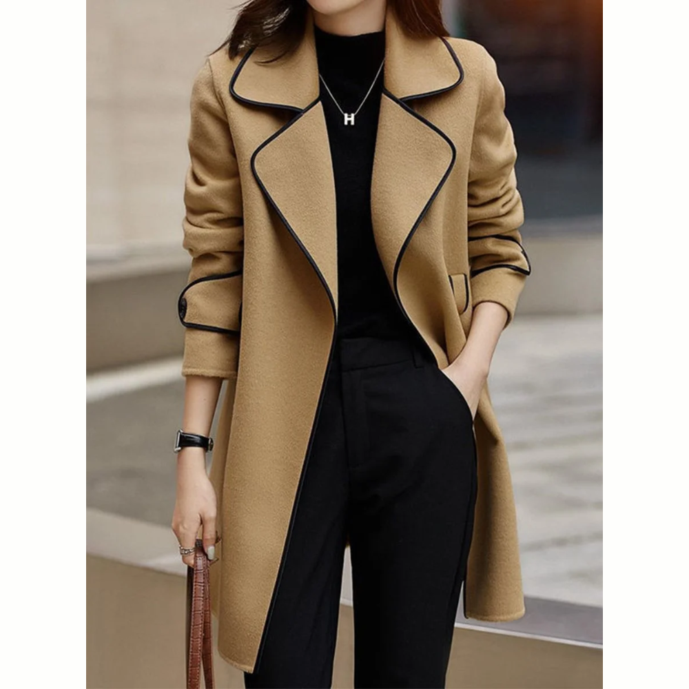 Manteau Femme Chic à Ceinture Élastique