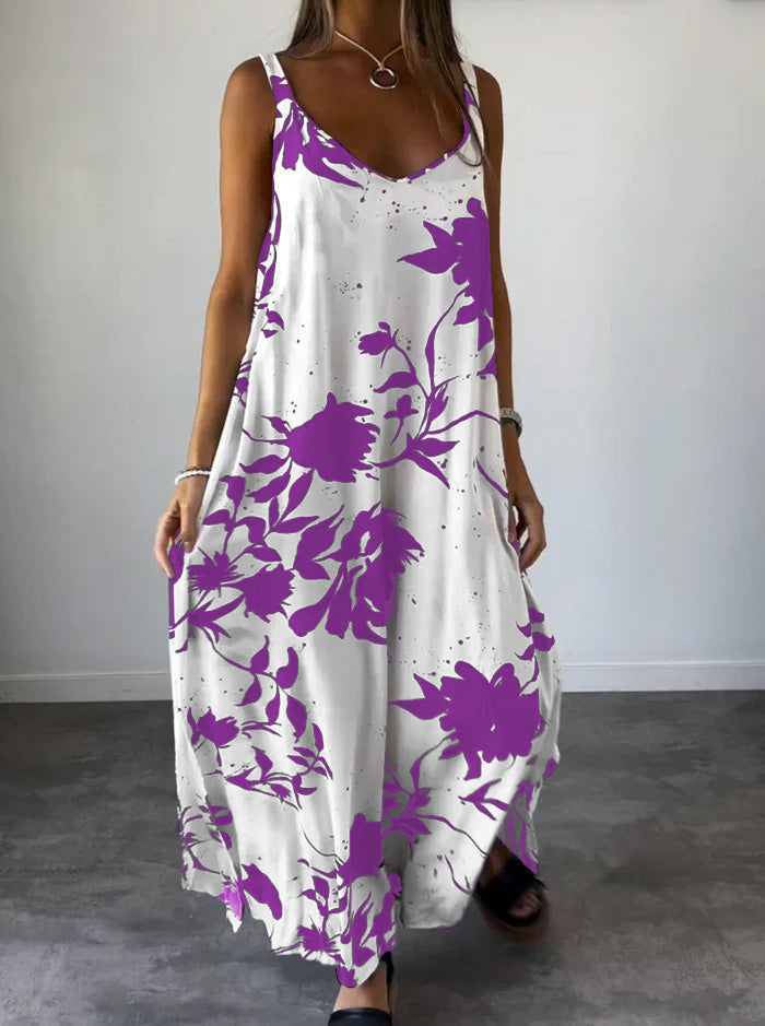 Robe Été Femme Fleurs Colorées Décolletée