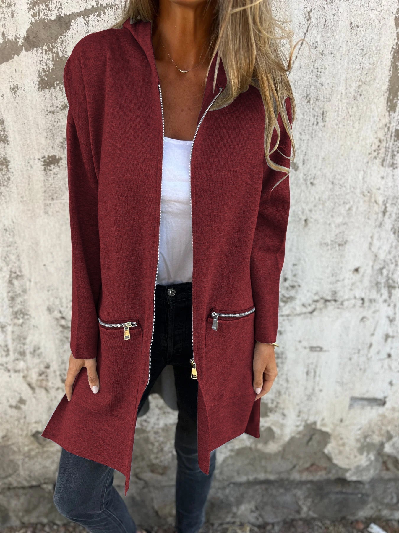 Veste feminine à manches longues et coupe décontractée
