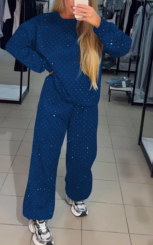 Tenue Décontractée Femme Élégante - Pyjama Chic avec Paillettes & Coupe Détendue