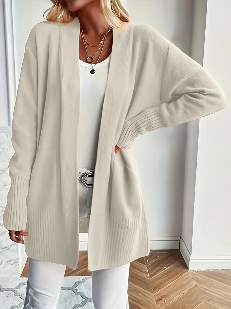 Gilet femme long en tricot camel élégant - LuxeStyle