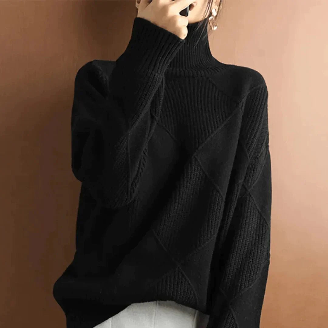 Pull Femme en Maille Douce à Losanges Châtaigne