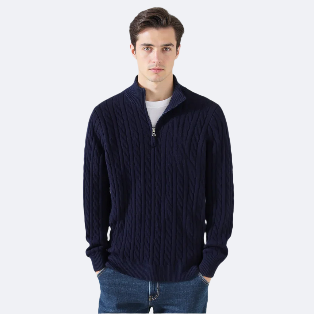 Pull Homme Chic à Col Montant en Laine Mélange