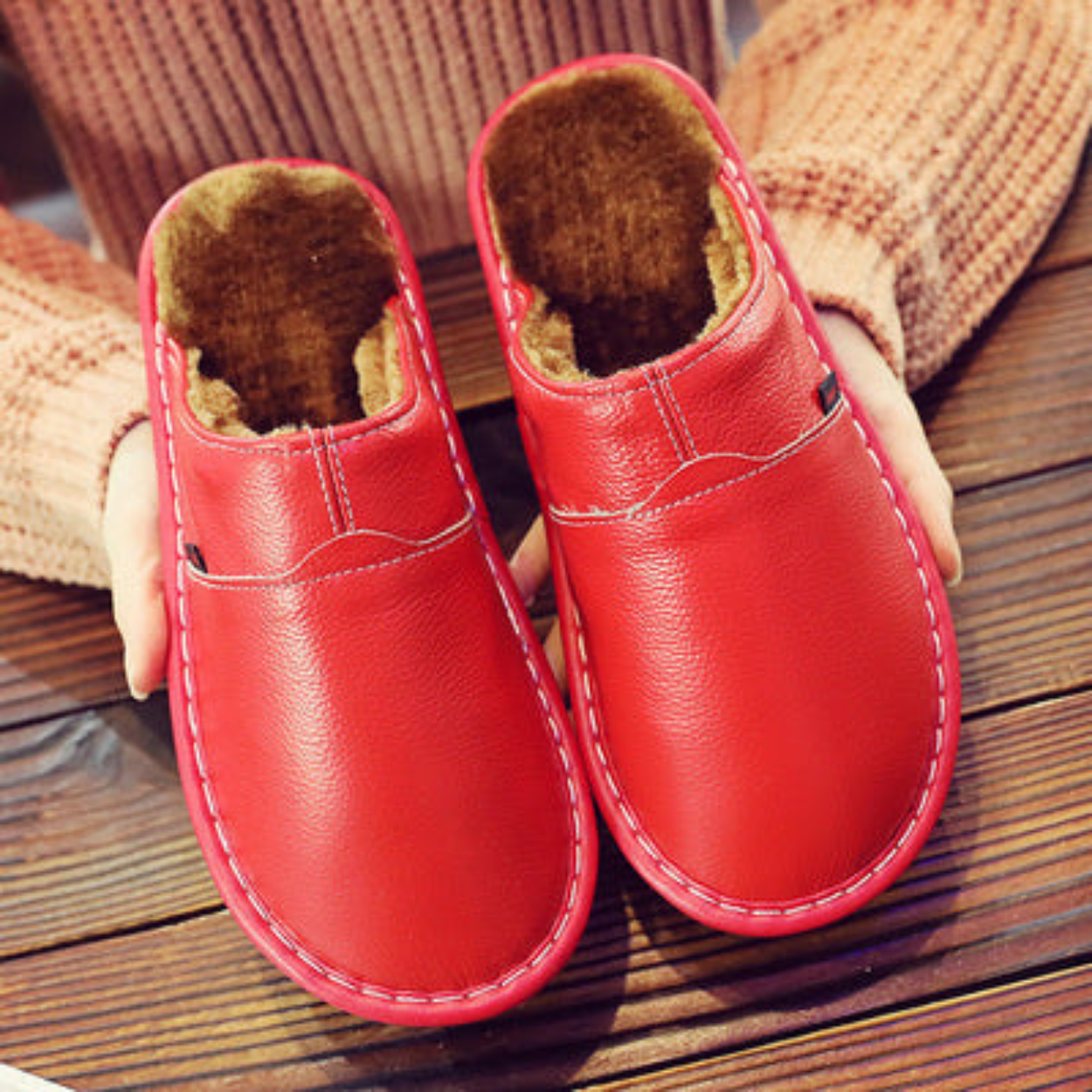 Pantoufles Cuir Étanches pour Homme Confortable