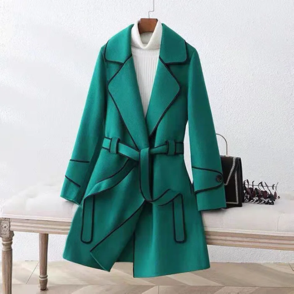 Manteau Femme Chic à Ceinture Élastique