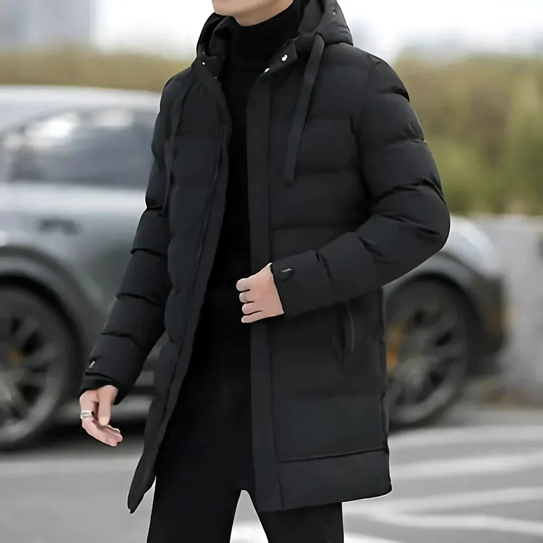 Veste Hiver Homme Élégant – Manteau Isolant avec Capuche et Doublure Polaire