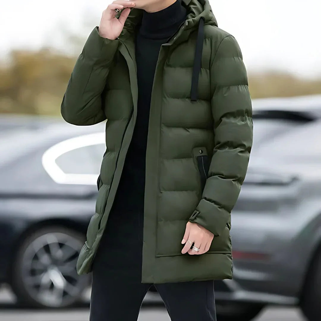 Veste Hiver Homme Élégant – Manteau Isolant avec Capuche et Doublure Polaire