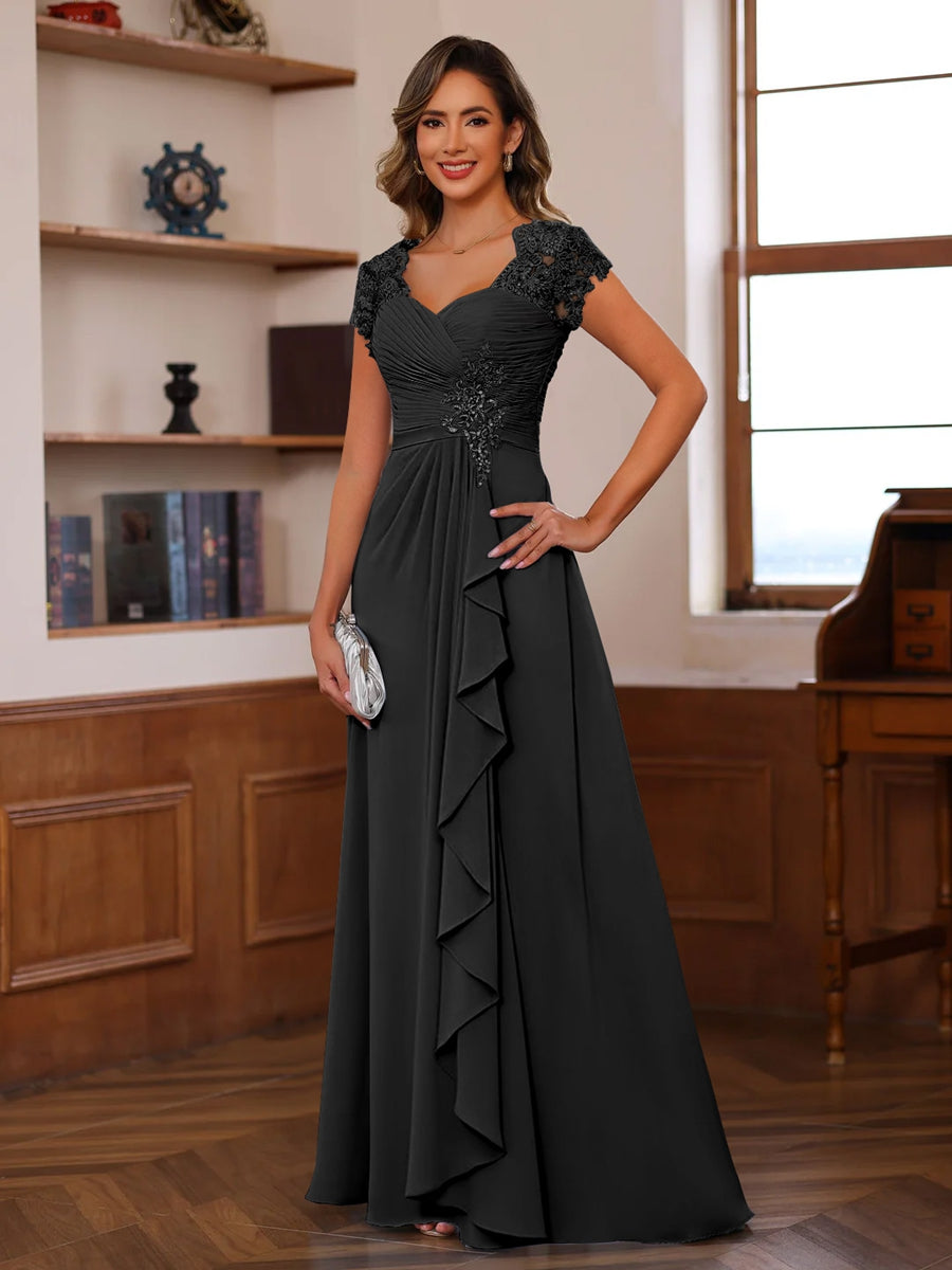 Robe de Soirée Élégante Manches Courtes pour Femme - luxestyle