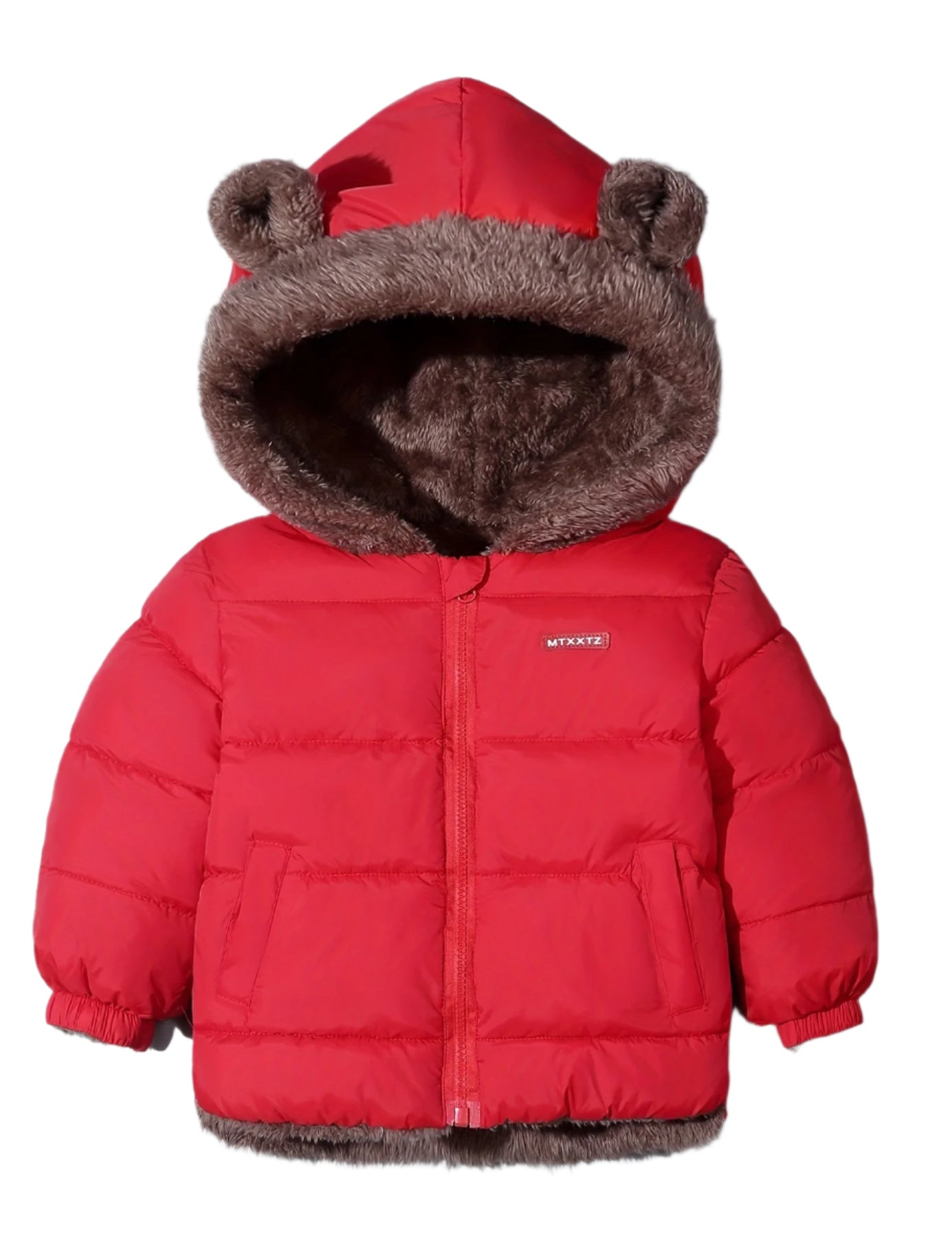 Veste Enfant à Capuche Ours Doublée Fourrure Noire