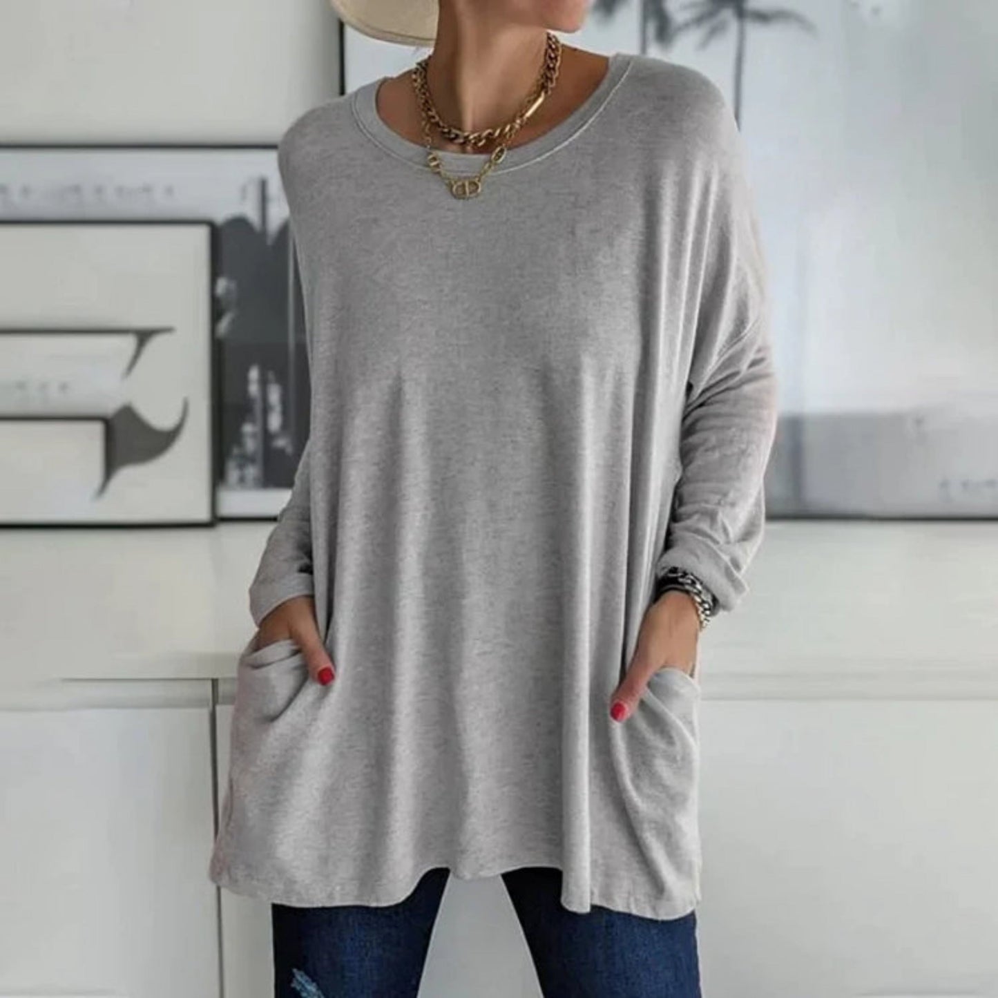 Pull Femme Chaud et Confortable avec Poches