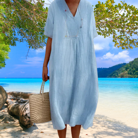 Robe Femme en Lin et Coton Chic Midi