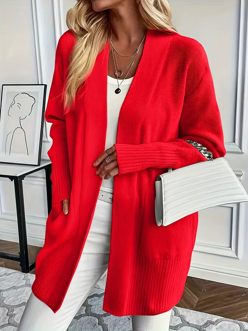 Gilet femme long en tricot camel élégant