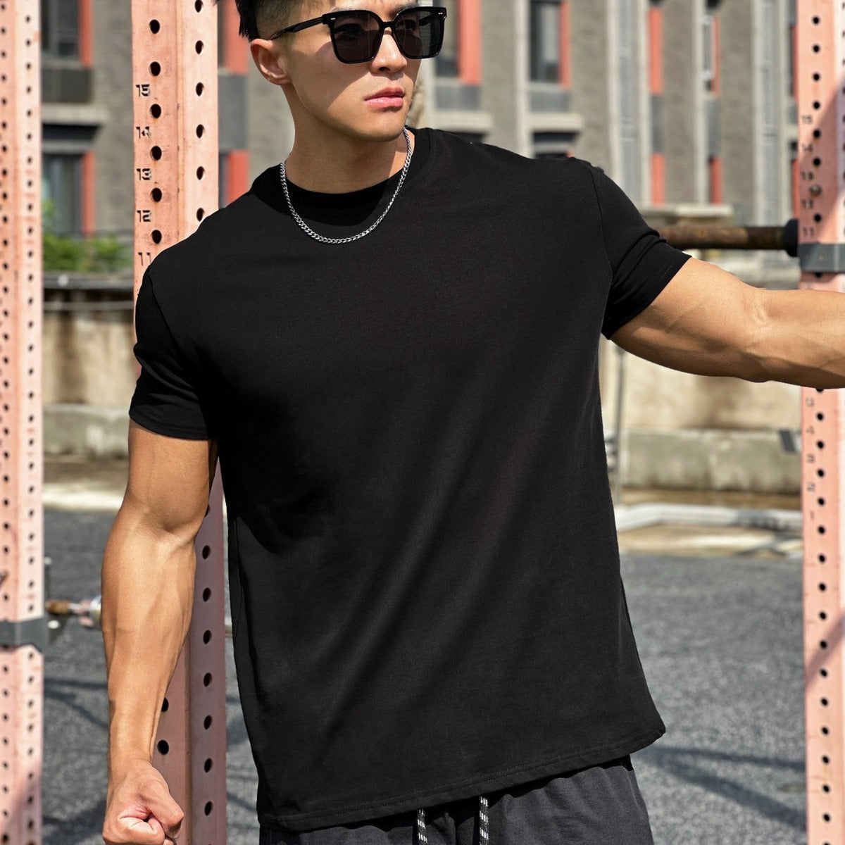 T-Shirt Sport Homme Coton Respirant Manches Courtes