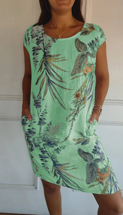 Floravia™ – Robe Longue Femme Élégante en Coton et Lin