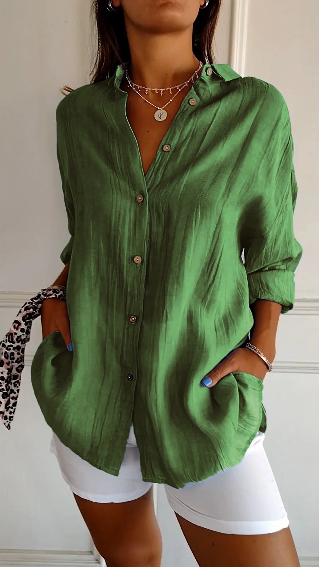 Chemise Femme Lin Élégant Manches Longues